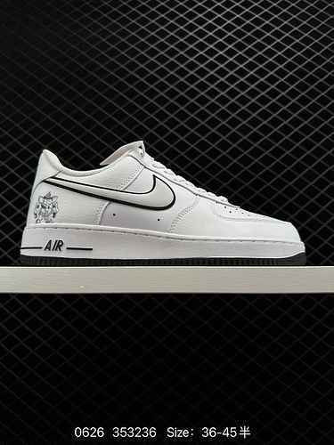 8 Nike Air Force Low&# x27; 7 GODA Theme Classic Black White Low top Air Force One Casual Board Shoe