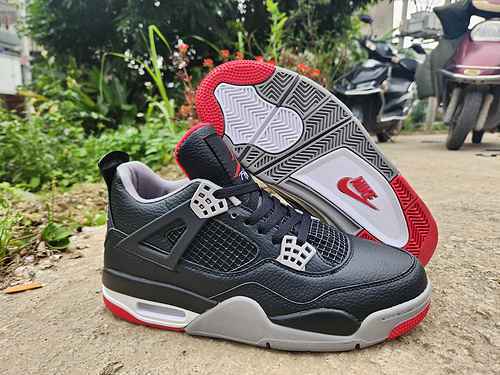 AJ4 Jordan Dan 4a generazione faccia in pelle nera rossa 4047