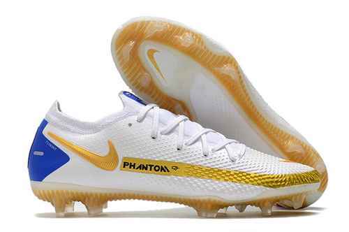 Arrived/inherited) Nike Phantom GT White Blue Waterproof Full Knit Original Sole FG Football boot Ni