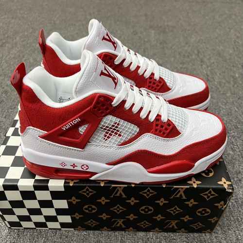 Louis Vuitton x Air Jordan 4 Retro Louis Vuitton LV Bianco Rosso Co marchio AJ4 Jordan Dan 4a genera