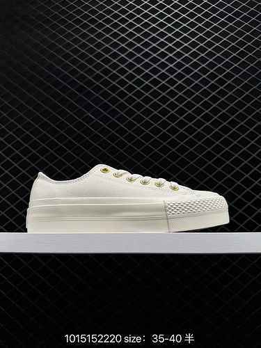 Xiaohongshu's popular online model ‼️   Converse's raised all milk white color with golden shoe eyel