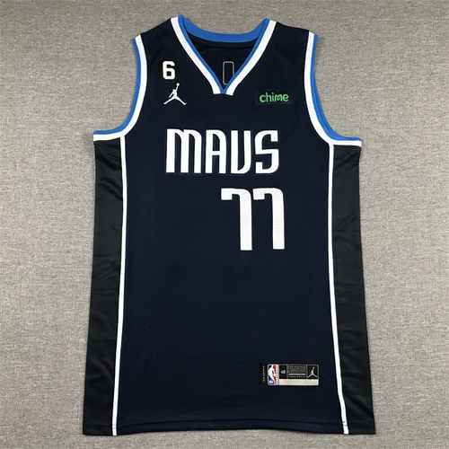 Maglia da basket blu scuro Mavericks Solo 77 East Qiqi Announcement Edition