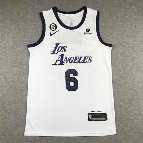 Maglia da basket 23 Lakers 6 James edizione White City