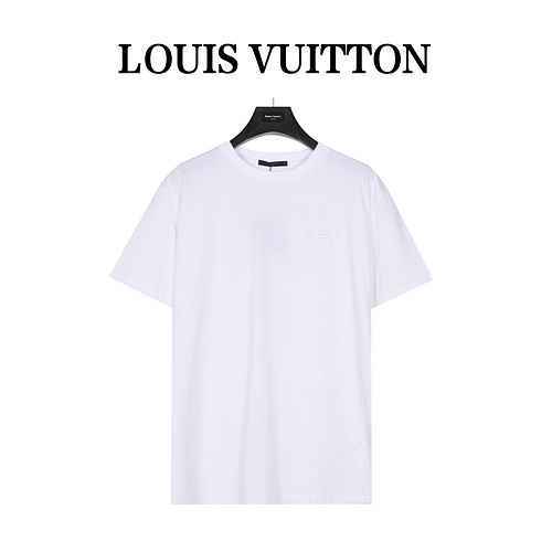 Louis VuittonTshirt a maniche corte ricamata con toppa a forma di fiore vecchio con logo grande Loui