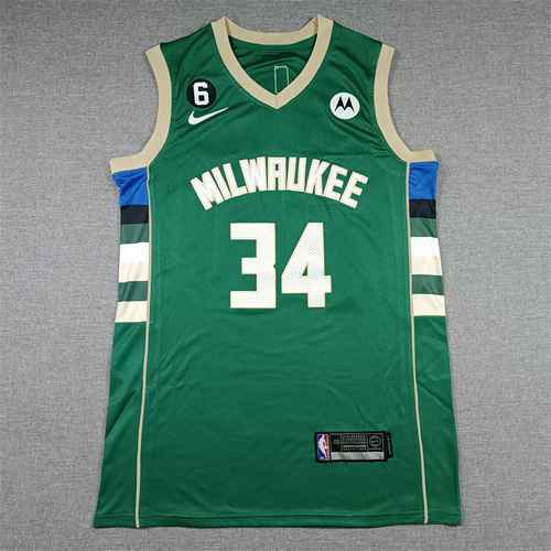 Maglia da basket Buck 34 Letter Brother verde con 6 segni