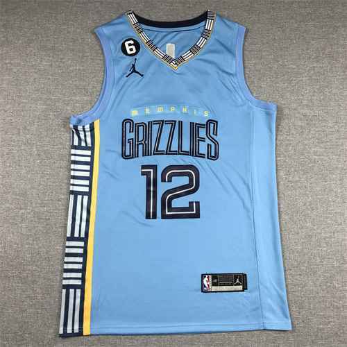 23 magliette da basket azzurre dei Grizzlies 12 Morant