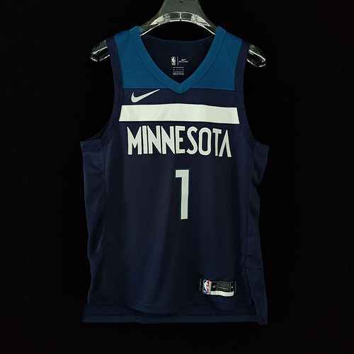 Ricamo della maglia da basket blu navy Timberwolves AU Player Edition