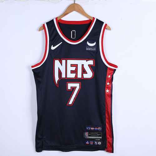 Nets 7 Durant Black 75th Anniversary 22nd Season City Edition Jersey