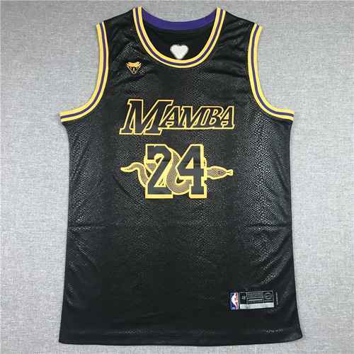 Maglia da basket nera Lakers 24 Kobe Snake