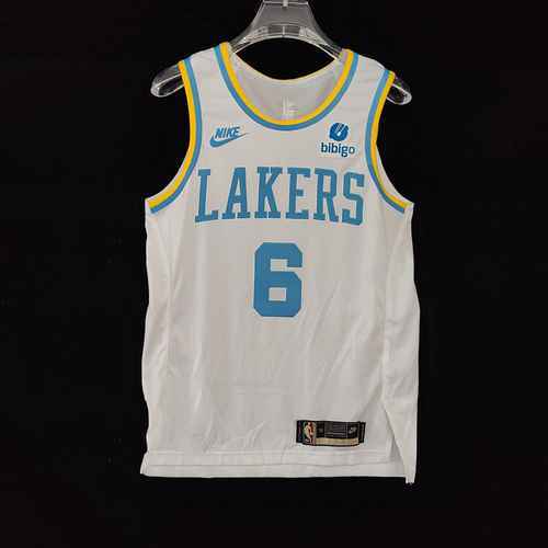 Maglia da basket AU Player Edition 23 Season Lakers Classic White 6 James ricamata