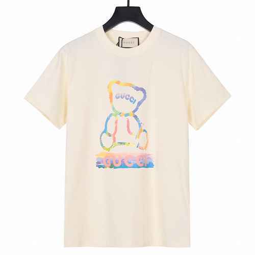 GUCCI Gucci 23ss Summer New Ink Manica corta con stampa lineare colorata dell'orso