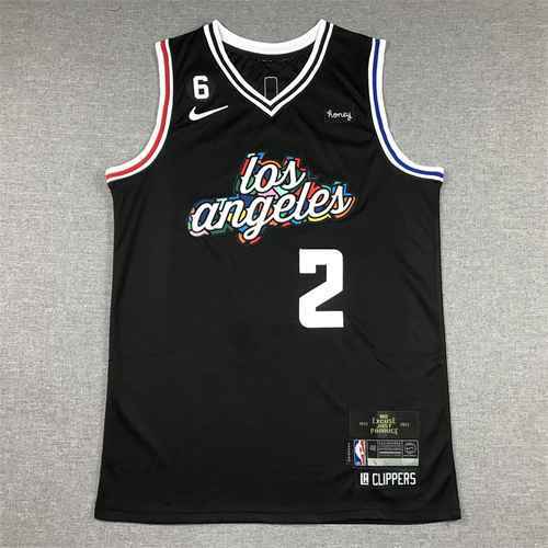 Maglia da basket 23 Clippers 2 Leonard Black City Edition