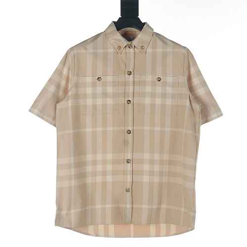 Camicia Burberry BBR a maniche corte a quadri con doppia tasca