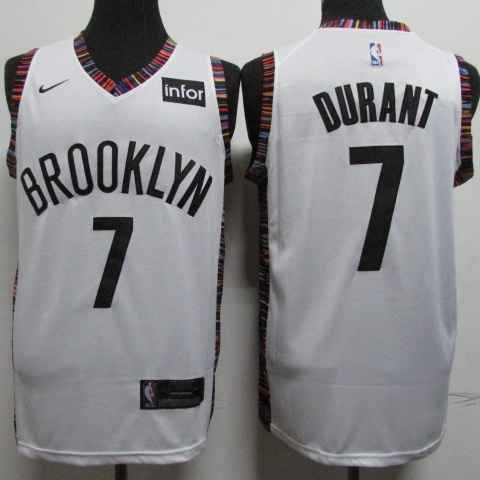 Nets 7 Durant White City Edition jersey