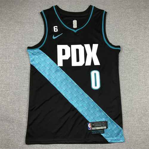 Maglia da basket 23 Trailblazer 0 Lillard City Edition nera