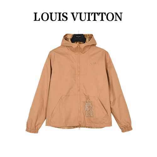 Louis VuittonLouis Vuitton giacca a vento con cappuccio double face in nylon vintage AOP 23ss