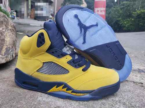 Scarpe AJ5 jordan5 Uomo Giallo Blu Profondo 4047