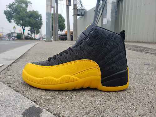 AIR jordan12 jordan dan 12a generazione scarpe da uomo edizione corretta ufficiale nere e gialle 404