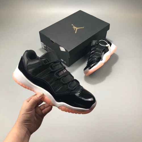 Air Jordan 11 Low Bleached Coral AJ11 Nero Rosa King Aggm Classico Nero Pelle Verniciata 3640