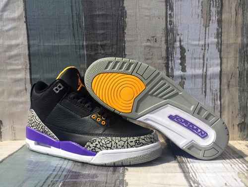 JORDAN 3 Nero Viola Giallo Kobe Signature Edition Scarpe da uomo 4047