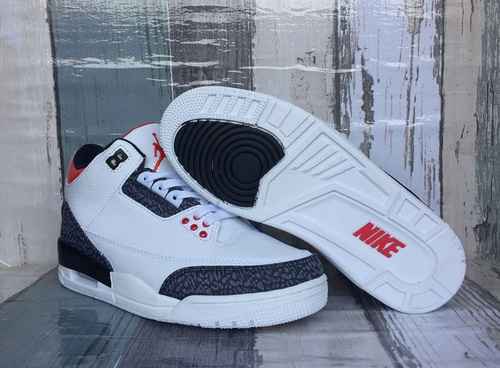 Scarpe da uomo JORDAN 3 bianche rosse trasparenti 4047