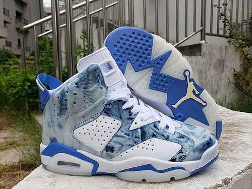 AIR jordan6 scarpe jordan6 generation blu denim lavato da uomo e da donna 4047