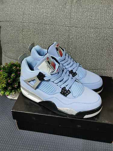 Air Jordan 4 UNC AJ4 University Blu North Carolina Blu Little TS Ice Blue Coppia Scarpe 3647 con Mez