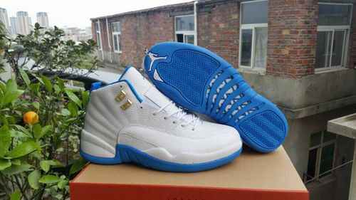 AJ 12 White Card Blue Super A Scarpe da uomo e da donna spedite 3647