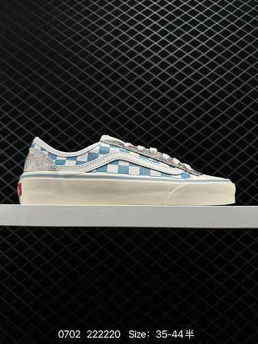 Banda autentica Mezza misura Vans Vans Stile ufficiale 36 Blu Bianco Plaid Contrasto Semplice Casual