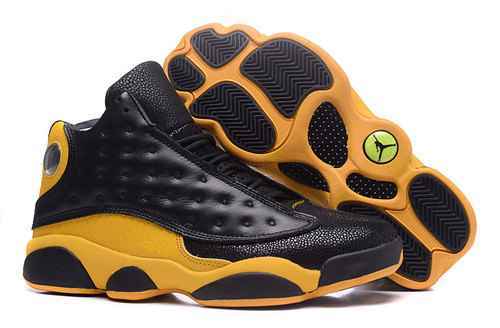 AJ13 Nuovo colore abbinato nero giallo modello coccodrillo True Eye autentica scarpa da uomo super