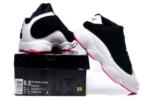 Scarpe da donna AIR JORDAN 13 Low Top nere e bianche rosa Super A 3640