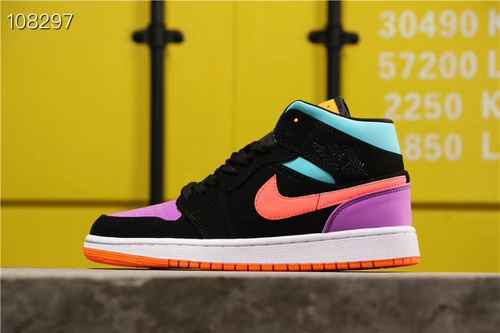 Air Jordan 1 LOW Jordan 1 Mid Top Nero Mandarin Duck Colorato Gancio Taglia 3646 36 365 375 38 385 3