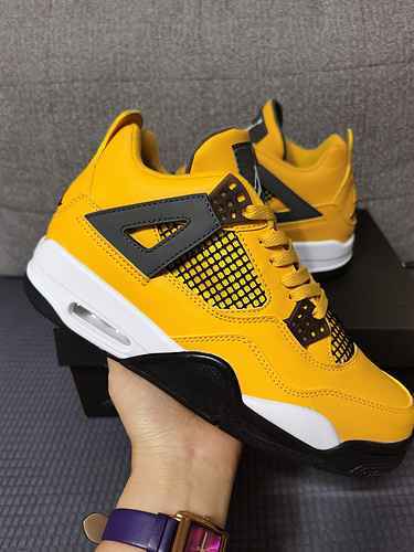 Scarpa da basket Air Jordan 4 AJ4 Yellow Lightning da uomo 4047 inclusa mezza misura