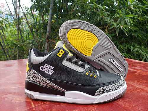 AIR JORDAN3 Scarpe Jordan Dan 3rd Generation Nero Grigio Giallo Uomo 4047