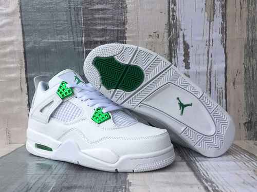 Scarpe da uomo JORDAN 4 bianche con fibbia verde 4047