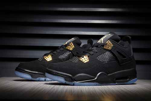 Scarpe da uomo Jordan 4 Black Gold No Wear con suola trasparente Glow 4147 Spedito