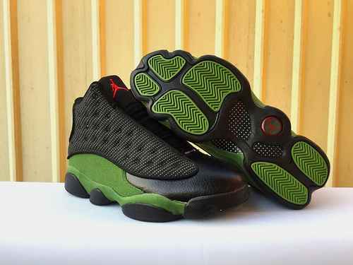 AJ13 scarpe da uomo in rete nero verde 4047