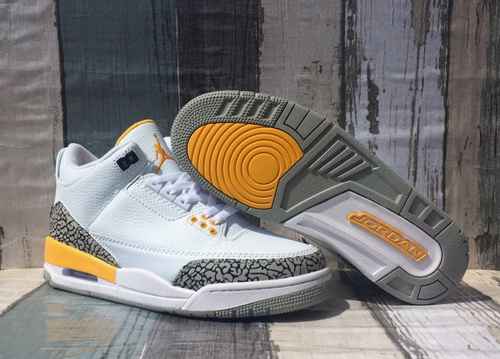 Scarpe JORDAN 3 bianche gialle da uomo 4047