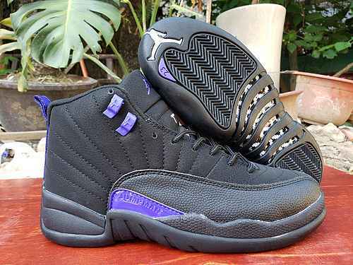 AIR JORDAN12 Jordan Dan 12 Nero Viola e Scarpe da uomo rosse e nere 4047