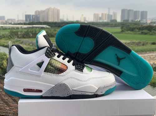 Air Jordan 4 Jamaica Bianco Rosso Verde Grigio Acqua Macchia 40 47