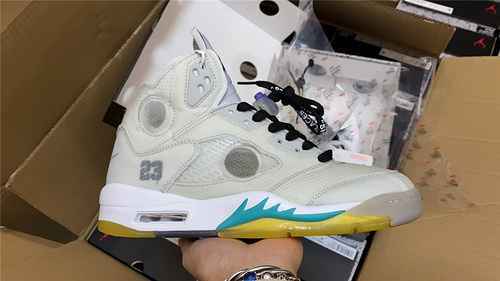 Scatola originale Jordan Dan 5a generazione Air Jordan 5 x bianco sporco AJ5 ow 3M linguetta riflett