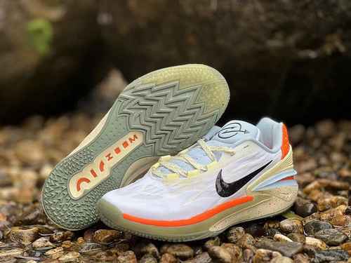 Scarpa da basket professionale da combattimento Nike Air Zoom GTCut 2 Desert Sunset Bianca Arancione