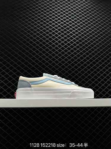 Vans Vans official vulcanized milk blue side stripe men's and women's shoes Style 36 low top canvas 