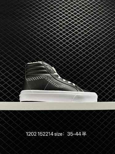7 Vans Korean embroidery classic leather black plush men's and women's shoes Size: 35 36 36.5 37 38 