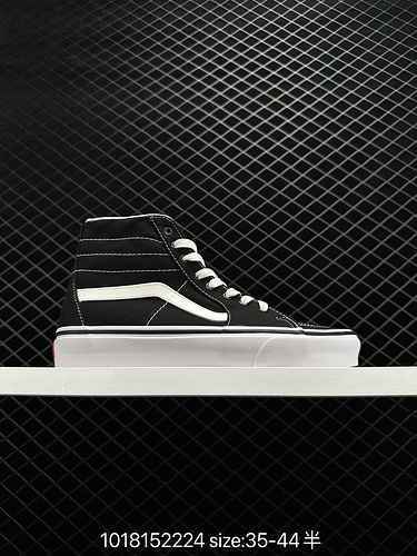 Vans SK8Hi Scarpe da tavola vulcanizzate in tela di fascia alta, di fascia alta, in bianco e nero, c