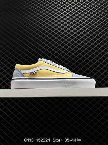 Vans old SKOOL anti-skid and wear-resistant low top board shoes for both men and women, beige blue s