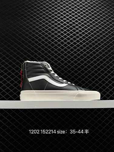 7 Vans Korean classic leather zipper black plush men's and women's shoes Size: 35 36 36.5 37 38 38.5