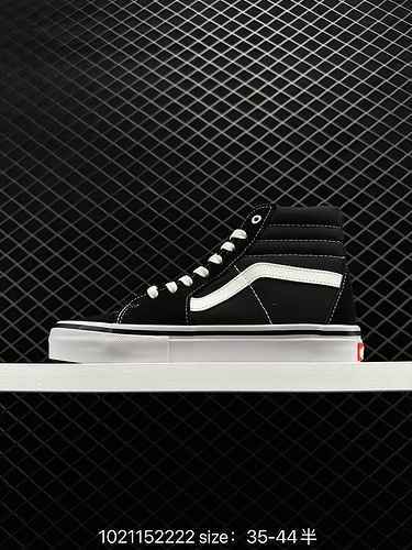 Vance VANS Sk8 Hi Black Side Stripe Professional Skate shoe Process High end Vulcanized 52222 Size: 