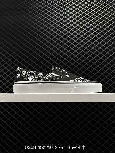 8 Vans Vans official website men's shoes Slip-On checkerboard skeleton head one foot lazy man shoes 