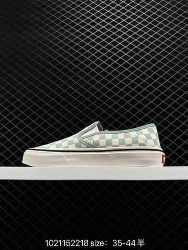 90000 Vans Slip-On Cream Green Checkerboard Box Official Japanese Retro Casual Canvas Shoe Box"